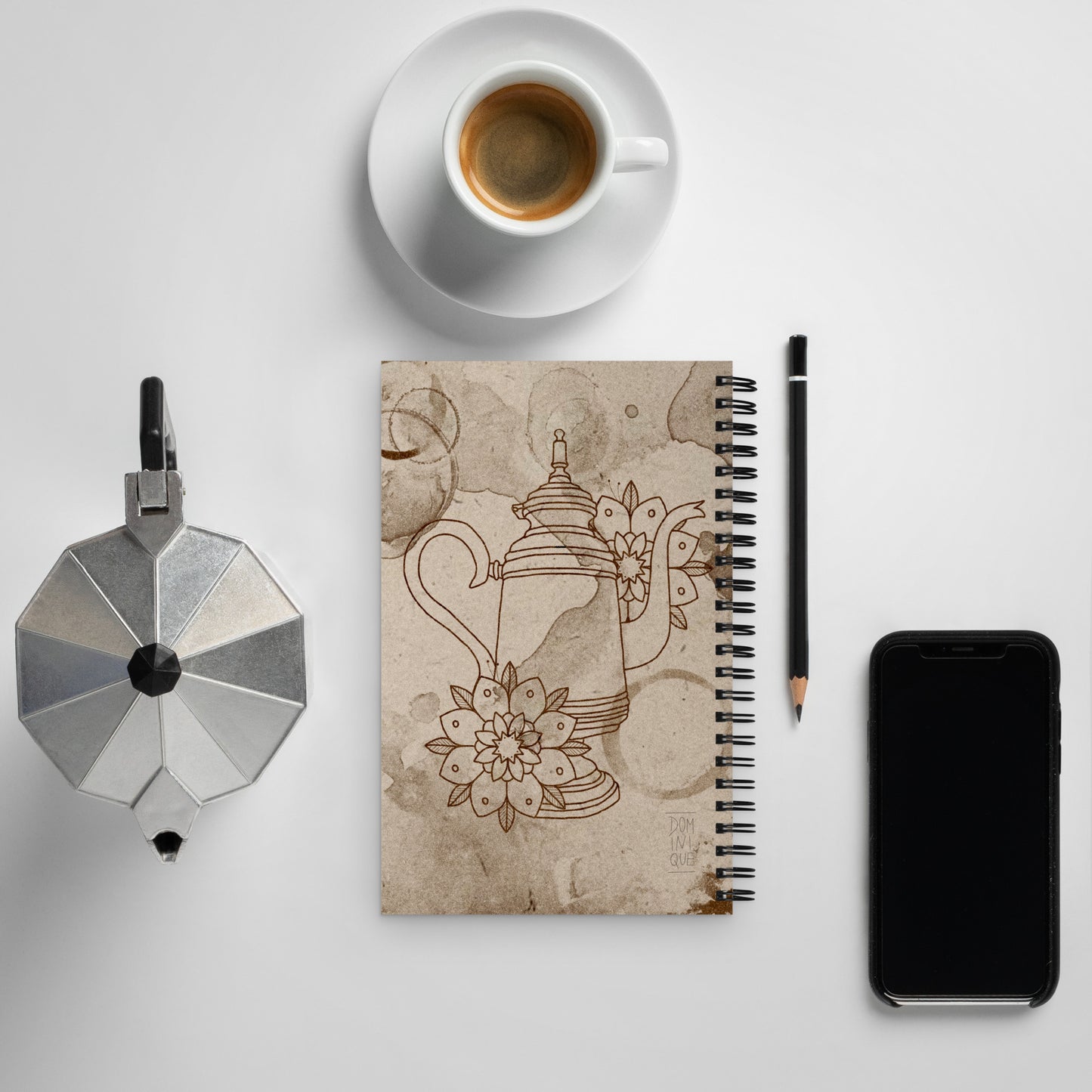 French Press Coffee Spiral notebook - Dominique