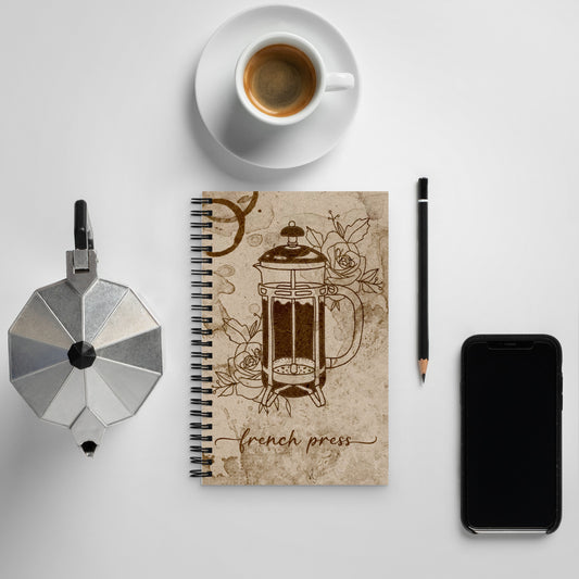 French Press Coffee Spiral notebook - Dominique