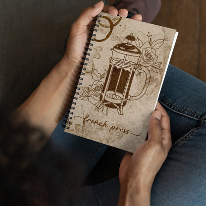 French Press Coffee Spiral notebook - Dominique
