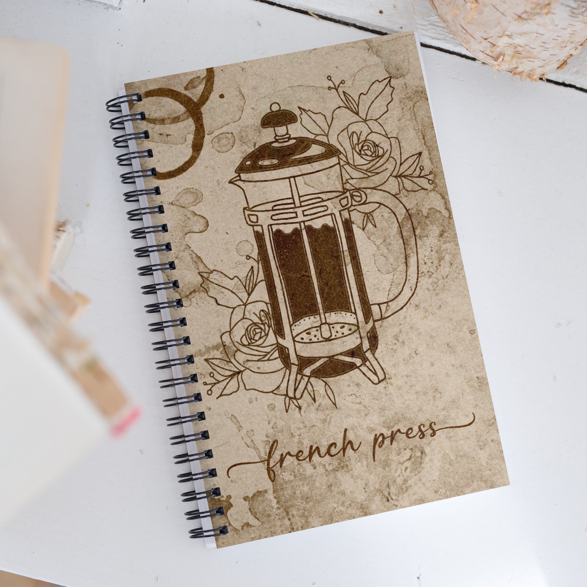 French Press Coffee Spiral notebook - Dominique