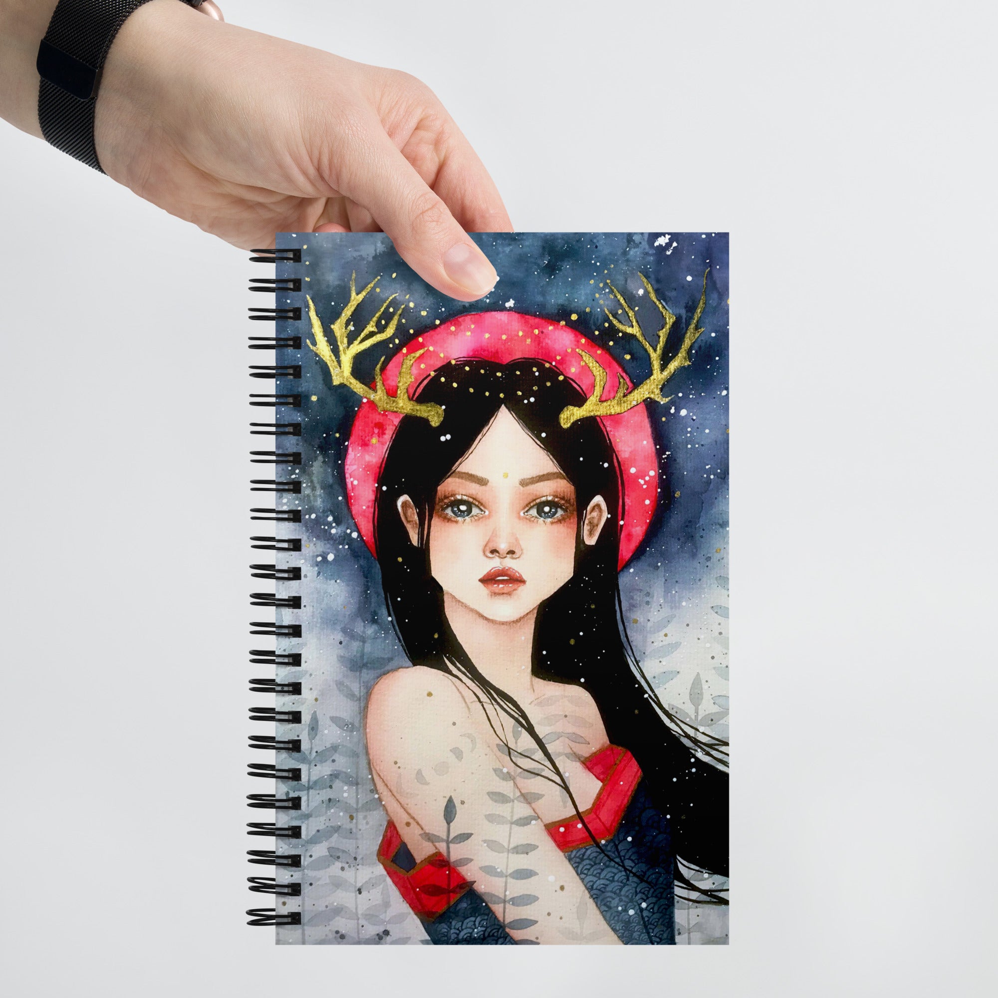 Watercolour Deer Portrait Spiral notebook - Dominique